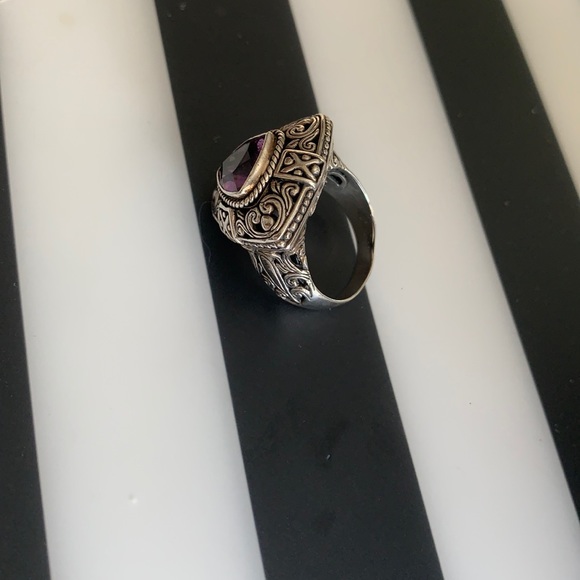 Silver ring with amethyst stone-size 9 - Picture 3 of 7